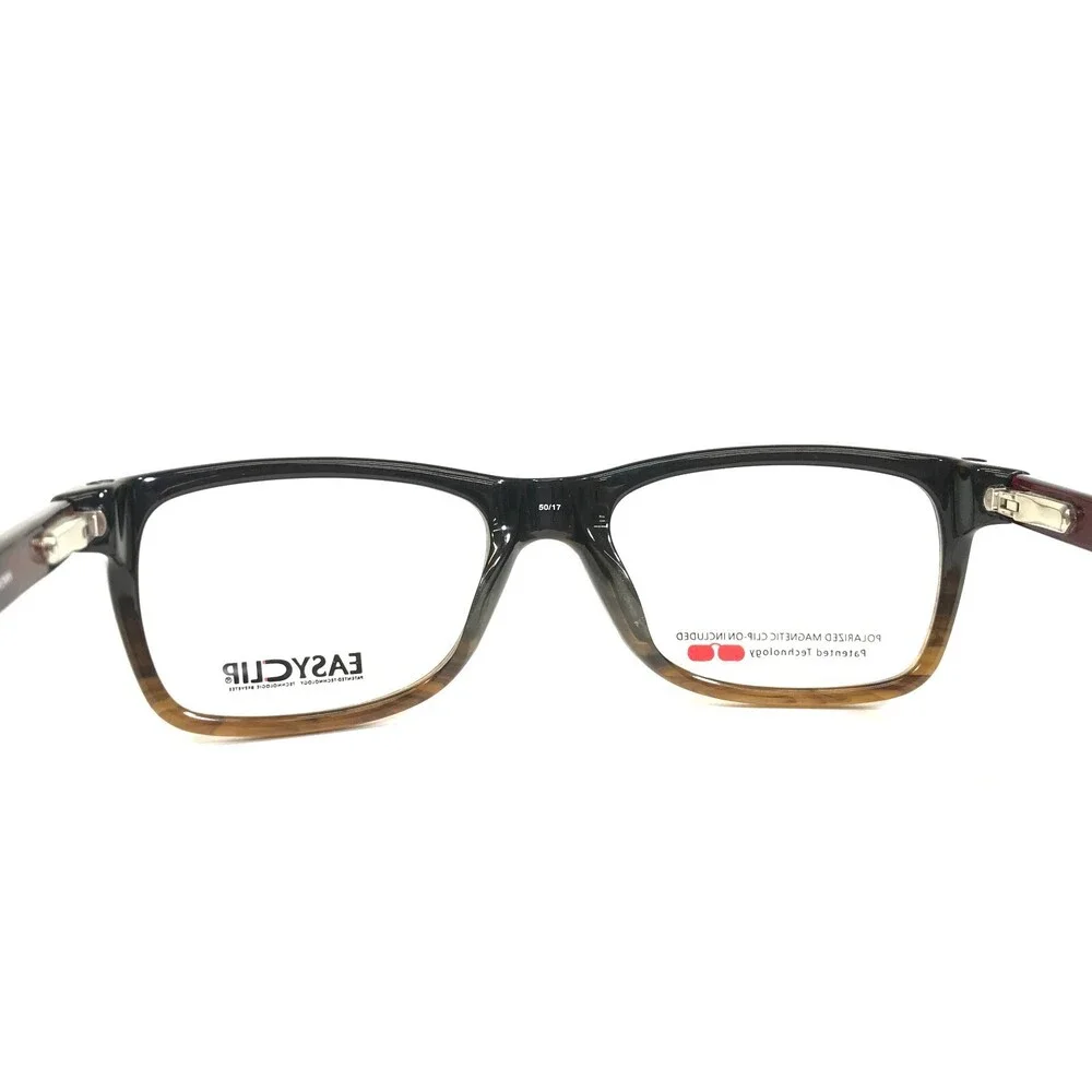 Easyclip Eyeglasses Frames WF EC3285 BROWN Red Square with Clip On Lenses